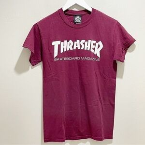 THRASHER Women’s Skateboard Magazine Maroon Graphic Tee Cotton Size Small